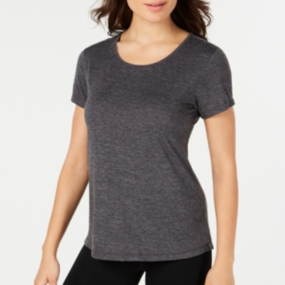 IDEOLOGY Womens Gray Heather Short‎ Sleeve Scoop Neck T-Shirt Top Size XS